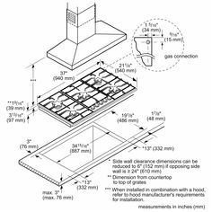 the diagram shows how to install an oven hood and vent for ventilation in this kitchen