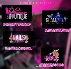 the logos for different nail salons are shown