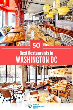 the best restaurants in washington dc with text overlay that reads 50 best restaurants in washington dc