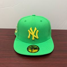 Brand - New Era Hat Model - 59fifty Hat Type - Fitted Team - New York Yankees League - Mlb World Series 1999 Condition- Brand New Color - Green & Yellow Sizes Available 6 7/8, 7 5/8 Green Fitted Hat For Baseball Season, Green Baseball Cap With Logo Patch For Streetwear, Yellow Snapback Hat With Curved Brim For Streetwear, Green Flat Bill Baseball Cap With Logo Patch, Green Hats With Logo Patch For Streetwear, Green Baseball Cap With Logo Patch For Sports, Yellow Snapback Baseball Cap For Sports Events, Yellow Cap For Sports Events, Green Baseball Cap For Streetwear