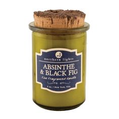 an image of a jar of black figs on a white background with the label absinthe & black fig