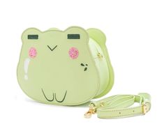 This cute frog is ready to accompany you on all of your journeys. Features an adjustable strap, spacious interior, and zipper closure. Makes a great addition to any outfit! Dimensions: 9.5"x 7" x 3.5" Glitter Cheeks, Novelty Purses, Cute Frog, Green Frog, Novelty Bags, Cute Backpacks, Cute Frogs, Cute Purses, Cute Bags