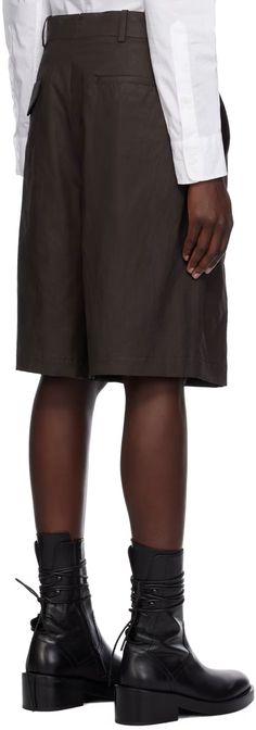 Brown Marieke Shorts by Ann Demeulemeester on Sale Ann Demeulemeester, Cotton Shorts, Cotton Weaving