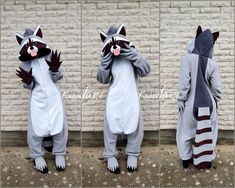 "Meet my Handmade Wild Raccoon inspired kigurumi made with love for cosplay or everyday life ^^ Type: Kigurumi Genger: Unisex Size: YOURS (custom made to order so I will have to ask some of your measures)* * Since it's made to order, after ordering it you will receive a message with information about needed measurements. Please, DO NOT forget about it and check your mail box at Etsy. Please write back to my message, because I WON'T start working on your order until I receive the needed informati Raccoon Onesie, Kandi Mask, Alt Fits, Cotton Toys, Wild Outfits, Comfy Wear, Felt Wool, Baggy Clothes, Toys Dolls