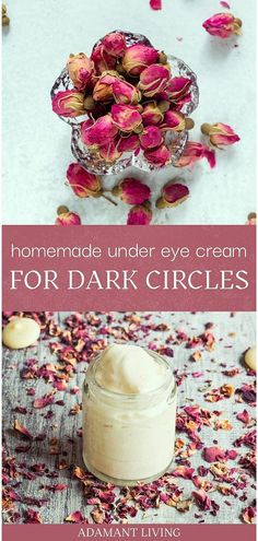 Craft your own effective treatment for dark circles with our homemade under eye cream, a gem in our DIY natural products collection. Made with enriching ingredients like coconut oil and rose hip seed oil, this cream helps alleviate dark circles and refresh your eye area. Ideal for daily use and suitable for all skin types. Dive into more natural herbs medicine, DIY beauty recipes, and natural remedies at adamantliving.com Diy Under Eye Mask Reduce Dark Circles, Homemade Under Eye Cream, Diy Cream Eyeshadow, Diy Under Eye Mask, Eye Cream Recipe, How To Make Shampoo, Herbs Medicine, Diy Night Cream, Rose Hip Seed Oil