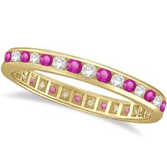 Sparkling Barbie Dreams Pink Sapphire and Diamond Eternity Band Yellow Gold Hand Fashion, Eternity Band Ring, Gold Branding, Eternity Ring Diamond, Channel Set, Diamond Eternity, Eternity Band Diamond, Eternity Band, Sapphire Gemstone