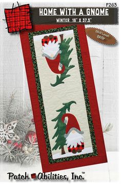 Home With a Gnome Gnome Table Runner, Applique Table Runner, Quilted Table Runners Patterns, Winter Table, Winter Quilts, Gnome Patterns, Table Runner Pattern, Christmas Table Runner, Quilted Table Runners