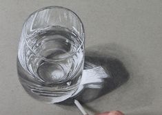 a drawing of a glass with a toothbrush in it and someone's hand