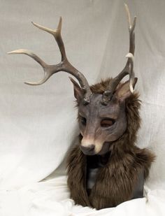 latest headpiece – @runaway-workshop on Tumblr Mouse Deer, Deer Mask, Stag Antlers, Dog Mask, Stag Head, Fantasy Forest, Masks Art