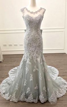 Prom Dress Silver, Vestido Charro, Lace Long Prom Dress, Dresses Silver, Wedding Evening Gown, Evening Dress Long, Formal Evening Gown, Mermaid Evening Gown, Dress Mermaid