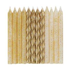 gold glittered paper straws lined up against each other