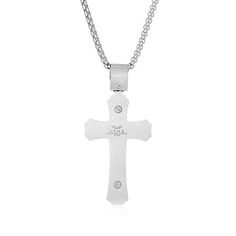 Three layers of stainless steel make this men's cross pendant necklace truly stunning.Pendant Size: 30x62mmFeatures: Religious Jewelry, Quick ShipJewelry Closure: Lobster ClaspShape: CrossMetal Color: WhiteChain Length: 22 InchChain Construction: BoxCare: Wipe CleanMetal: Stainless SteelNecklace Type: Pendant NecklacesCountry of Origin: Imported Father's Day Stainless Steel Cross Necklace, Engraved Stainless Steel Cross Necklace, White Gold Stainless Steel Crucifix Necklaces, Father's Day Stainless Steel Cross Pendant Necklace, White Gold Stainless Steel Crucifix Necklace, Engraved Silver Stainless Steel Cross Necklace, Engraved Stainless Steel Cross Necklaces, Silver Cross Pendant Necklace For Father's Day, Engraved Stainless Steel Cross Pendant Necklace