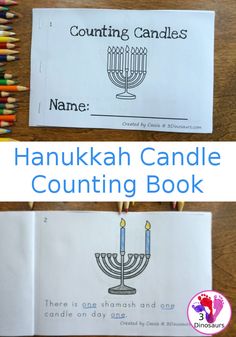 the hanukkah candle counting book with colored pencils