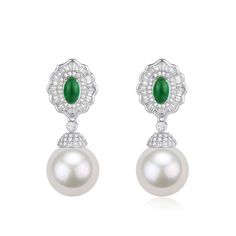 11-12mm Pearl CZ Green Gems RingElevate your style with our 11-12mm Pearl CZ Green Gems Earrings, a dazzling blend of elegance and sophistication. The lustrous pearl, complemented by vibrant green CZ gems, creates a stunning focal point. Crafted with precision, this exquisite ring promises to be a radiant addition to your jewelry collection, perfect for any occasion. Material: Freshwater Pearl with 925 sterling silver, cubic zirconia Product Information Pearl Type Freshwater Pearl Origin China S Elegant White Gold Pearl Earrings With Gemstone, Elegant Pearl Gemstone Earrings For Formal Occasions, Elegant Pear Shaped Pearl Earrings With Gemstone, White Elegant Pearl Earrings, Elegant White Gemstone Pearl Earrings, Green Round Pearl Drop Earrings, Classic Green Pearl Drop Earrings, Luxury Silver Gemstone Pearl Earrings, Luxury Green Pearl Earrings Elegant