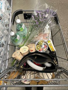 a shopping cart filled with lots of items