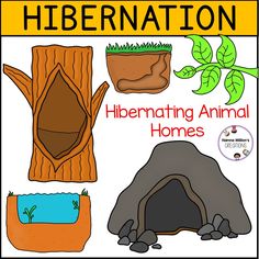 an animal habitat is shown with the words'hibernation'in front of it