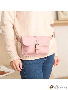 BirdinBag - Fashionable Waist Bag with Stylish Metal Clasp and Decorative Flip Cover Ladies Pouch, Hands Free Bag, Designer Belt Bag, Leather Belt Bag, Unique Boutique, Waist Bags, Waist Pack, Trendy Clothes For Women, Women Leather