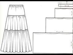 a drawing of a tiered skirt and box