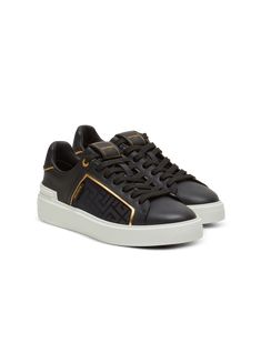 B-Court monogrammed nylon and leather trainers black - Women | BALMAIN Balmain Sneakers, Balmain Shoes, Balmain Collection, Paris Logo, Balmain Paris, Trainers Black, Sneakers Women, Leather Trainers, Classy Women