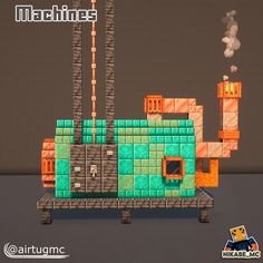 made these machines with my friend a few weeks ago. what is your favorite? : Minecraftbuilds Minecraft Steampunk Machines, Minecraft Steampunk Train, Minecraft Machines Design, Minecraft Warehouse Interior, Minecraft Steampunk Ideas, Minecraft Crane, Minecraft Machines