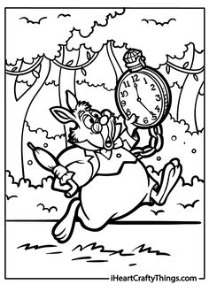 a cartoon character running with an alarm clock