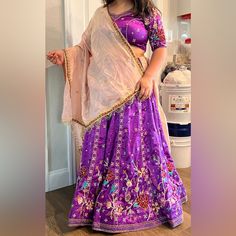 Purple Heavy Handwork Lehenga Customized Size 40 -42 Bust Size - 41 Inches Lower Bust - 36 Inches Waist - 38 Inches Hips -47 Inches Lehenga Length- 39 Inches Gaji Silk Material With Hand Work All Over Wore It Once In Very Good Condition & No Rips Indian Wear Dresses, Handwork Lehenga, Dresses Lehenga, Ethnic Indian Wear, Silk Material, Hand Work, Lehenga Choli, Indian Wear, Lehenga