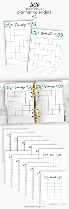 the calendar planner is open and ready to be used for planners, with floral designs on them