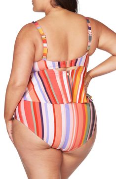 Bring the drama in this brightly striped tankini bikini top meant to support you comfortably on your next beach day with a flouncy peplum hem. Adjustable straps   Removable soft cups   82% recycled nylon, 18% elastane   Hand wash, dry flat   Imported Striped Tankini, Peplum Hem, The Drama, Nordstrom Store, Beach Day, Tankini, Adjustable Straps, Coral, Hand Wash