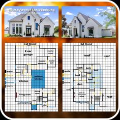 the floor plan for this house is shown in two different colors and sizes, including white