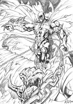 an ink drawing of a demon attacking another creature