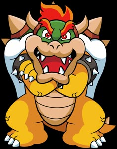 an angry looking cartoon character with horns and fangs on his face, sitting in front of a