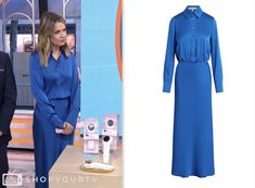 The Today Show: January 2025 Savannah Guthrie's Blue Satin Maxi Shirt Dress