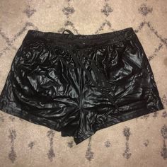 Never Worn And They Will Be Pressed Before Being Sent!! Tie Can Be Wrapped Around Your Stomach Or Tied In Front Casual Faux Leather Shorts For Party, Casual Faux Leather Party Shorts, Casual Faux Leather Shorts For Going Out, Casual Faux Leather Shorts For Night Out, Leather Shorts, Faux Leather, Womens Shorts, Women Shopping, Leather