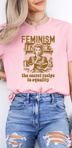 Feminism Shirt, Secret Recipe To Equality Tee, Love is Love Shirt, Cute Tshirt, Social Justice Tee, Comfort Colors, Women Rights Tee UNISEX Comfort Colors® Brand T-Shirt. -----How To Order----- 1-) Please, check and review all photos. 2-) Choose your t-shirt size and color. 3-) Click add to cart. You can go back to add more product. 4-)Click "Proceed to check out". 5-)When you check out, you can add a note to seller for any request. ---------- Product ---------- * 6.1 oz./yd² (US), 10 oz/L yd (CA), 100% ring spun cotton, 30 singles. * Garment dyed for that lived in feel and almost no shrinkage at home. * Soft ring spun cotton fabric with 100% cotton threads. * Relaxed fit. * Topstitched, classic width, rib collar. * Shoulder to shoulder twill tape. * Signature twill label. * Made With Resp Cute Tshirt, Women Rights, Feminism Shirt, Secret Recipe, Love Is Love, Love Shirt, Soft Ring, Womens Rights, Social Justice