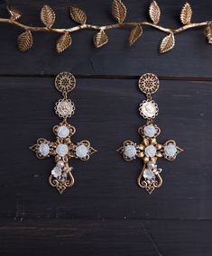 Baroque Aesthetics | Cross Earrings | Long Statement Cross Earrings | Handmade Exclusive Designer Jewelry | Italian bijoux | Victorian style ∙ light weight (5 grams) ∙ each pair is unique and limited edition  ∙ earrings come in a gift box ∙ earring's closure - hook or other type, please ask for different option  These light earrings are Hand made in Italy from high quality hypoallergenic materials. They are applicable to casual and solemn occasions. * Please feel free to contact me with any ques Baroque Jewelry, Light Earrings, Cross Earrings, Earrings Long, Victorian Style, Designer Jewelry, Long Earrings, Victorian Fashion, Earrings Handmade