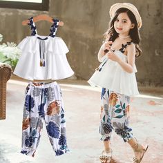 Floral Two Piece, Kids Summer Fashion, Clothes Summer, Girls Outfits, Girls Summer Outfits, Floral Pants, Kids Fashion Girl, Summer Kids