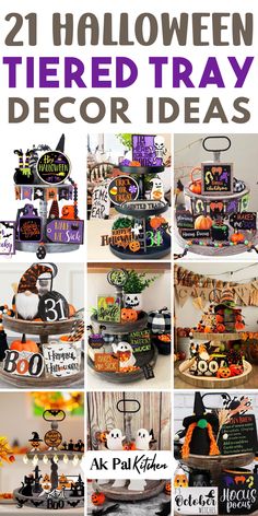 Create a spooky atmosphere with our Halloween tiered tray decor ideas! Transform your space into a haunted haven with witchy and ghostly miniatures. From pumpkin-themed accents to eerie table centerpiece ideas, our DIY Halloween kitchen decorations will have your home ready for a boo-tiful Halloween celebration. Get crafty and curate a bewitching tiered tray display with our fall and farmhouse-themed decorations. Elevate your Halloween home decor with these creative DIY Halloween decorations. Halloween Kitchen Decorations, Tray Decoration Ideas, Tiered Tray Decor Ideas, Tray Decor Ideas, Halloween Treats To Make, Table Centerpiece Ideas, Halloween Tiered Tray Decor, Halloween Table Decor, Summertime Crafts