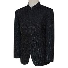 Description "Real luxury is the balance between quality and the love you feel for something that cannot be easily replicated" Get this Uomo Attire's limited edition luxurious fully embroidered and embellished jet black Prince Coat with hidden buttons for perfect look on your big day. Here are some benefits of this jet black embellished prince coat - It's custom-made, so it's guaranteed to fit you perfectly. - Made from high quality micro embroidered fabric - Fully embellished for a luxurious tou Prince Coat Shalwar Kameez, Black Tuxedo Suit, Waistcoat Designs, Prince Coat, Sherwani Groom, Blue Tuxedos, Groom Shoes, White Tuxedo, Checked Suit