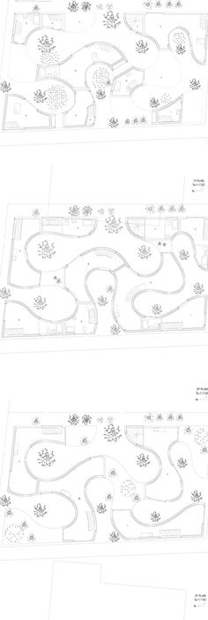 two plans for a garden with trees and plants