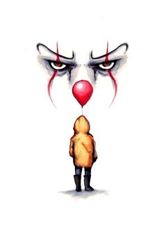 a drawing of a clown with a red nose