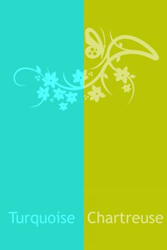 two different colored squares with the words turquoise and chartreuse