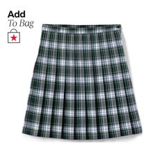 in stock Girls School Uniform, Plaid Pleated Skirt, Girls School, White Plaid, Lands End, Pleated Skirt, The Knee, Plaid, Skirt