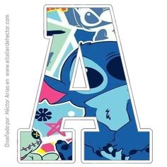 the letter a is made up of cartoon characters