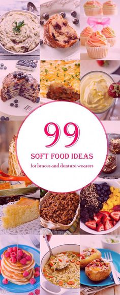 99+ Soft Food Diet Ideas - For denture and braces wearers (or after your tooth is pulled) #DietPlanWeightLoss Food Diet Ideas, Soft Food For Braces, Soft Food Ideas, Mechanical Soft Diet, Braces Friendly Recipes, Eating After Tooth Extraction, Wisdom Teeth Food