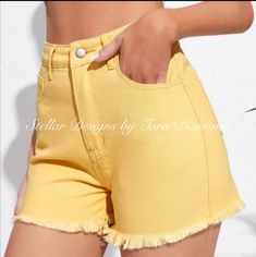 Host Pick !!Gorgeous Canary Yellow High Waist Shorts With A Raw Hemline, Popular Style That Is Unique, They Are Not Stretchy!! Cotton Blend Pic Is A Medium. Diamond Shorts, High Waist Shorts, Canary Yellow, Popular Style, High Waisted Shorts, High Waist, Cute Outfits, Cotton Blend, High Waisted