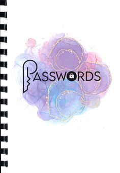 a spiral notebook with the words'passwords'written on it