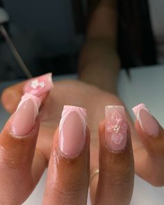 Nail Ideas Summer Pink, Vacation Nail Inspo Square, Summer Nails Baby Pink, Blush Pink Nail Designs, Nude Rose Nails, Pink Nails Hoco, Pink Nails Birthday, Summer Nail Inspo Short, Nails Ideas Pink