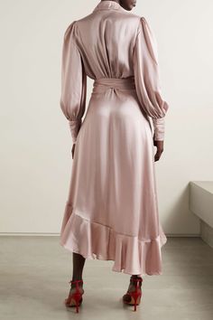 Summer Wrap Dress, Rose Gold Accessories, Silk Wrap Dresses, Midi Wrap Dress, Silk Robe, Mulberry Silk, Net A Porter, Silk Satin, Women Collection