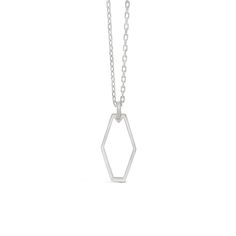 This minimal take on an "open" elongated hexagon shape makes a beautiful everyday necklace. With sharp angles and flat surfaces this simple pendant stands out. Crystalyn designed the "Open" Collection as a reminder to keep an open mind to new ideas, opinions and opportunities. She's found that being open can lead you just where you want to go but in ways you never imagined. Keep An Open Mind, Hexagon Necklace, Simple Pendant, Mini Studs, Everyday Necklace, Fine Jewelry Designers, Hexagon Shape, Modern Pendant, Selling Jewelry