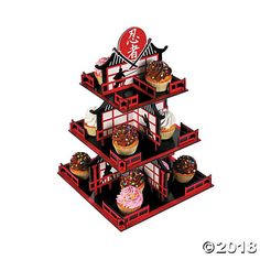 Build this kickin' Ninja Cupcake Holder and display your child's birthday treats in style! A red, black and white color scheme pairs perfectly with ... Ninja Cupcakes, Ninja Themed Birthday Party, Martial Arts Party, Karate Party, Ninja Theme, Ninjago Birthday Party, Japanese Party, Asian Party, Ninja Birthday Parties